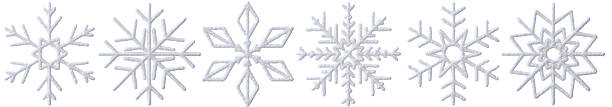 3D snowflakes collection, isolated on white background, perfect for winter themed projects or decorations. Realistic, white three dimensional snow flake shape.