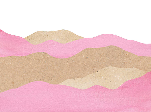 istock Abstract Minimalist Mountain Landscape in Neutral Tones, Pink and Kraft Paper 2209697961