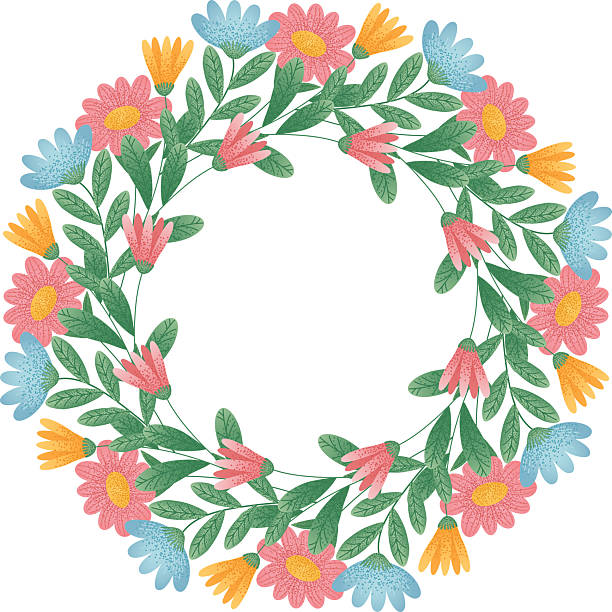 istock Colorful Floral Wreath with Leaves. 2209698350