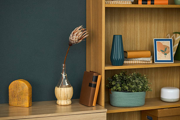 istock Cozy Interior Decor Featuring Natural Elements and Bookshelves 2209701438