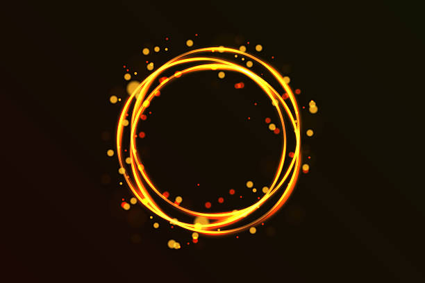 istock Neon circles.Abstract bright colorful geometric design.Trace of flaming magic ring,vortex. 2209704613