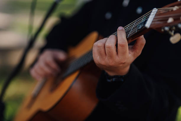 istock Musician playing acoustic guitar during live performance 2209706512