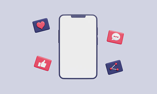 istock Smart Phone Mock up with Social Media Icons . 3D Rendering. 2209708171