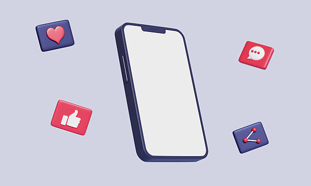 istock Smart Phone Mock up with Social Media Icons . 3D Rendering. 2209708172