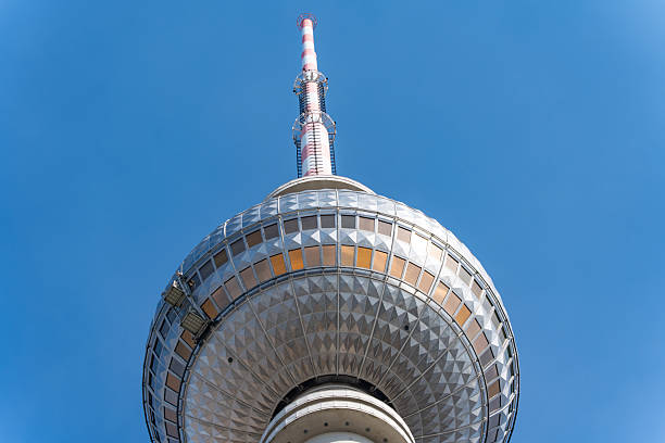 istock A tall tower with a red and white top 2209708349