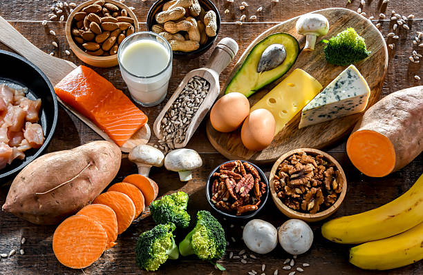 istock Composition with food products rich in biotin 2209708369