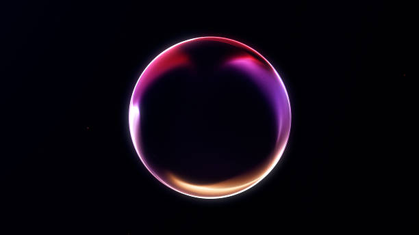 istock Gradient red purple shimmering energy sphere of glowing liquid particles and magic plasma on dark background. Luxury digital minimalist futuristic orb screensaver for business 2209712274