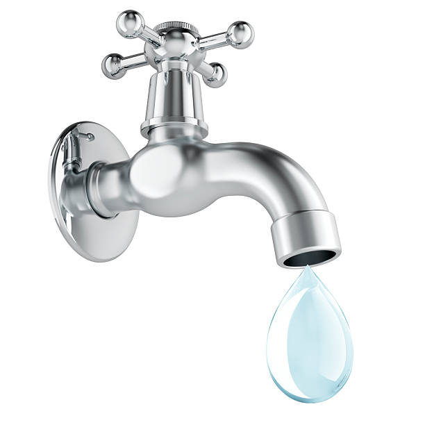 istock Water tap with dripping drop. Save water concept, 3D rendering 2209718458