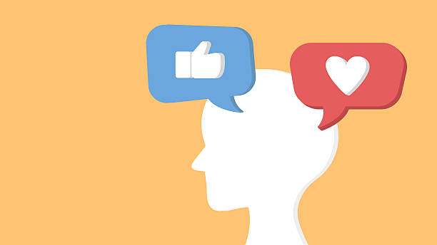 istock Head silhouette with like and heart icons in speech bubbles 2209726270