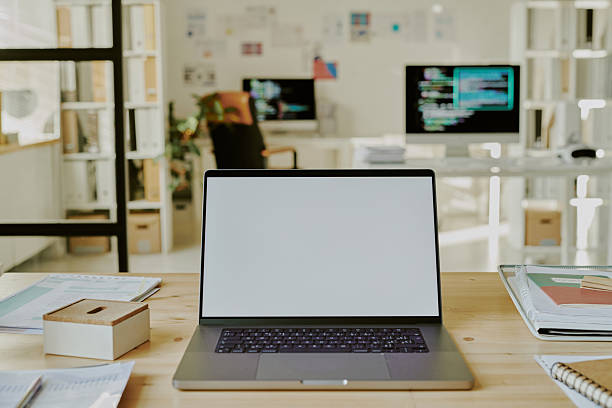 istock Laptop with White Screen on Desk 2209726361