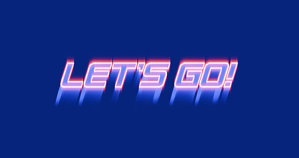 istock Text LET'S GO!, on dark color background. 3d render illustration. 2209728110