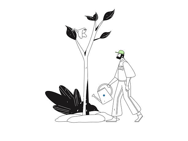 istock Flat character vector concept operation hand drawn illustration of planting trees on Arbor Day in spring 2209730974