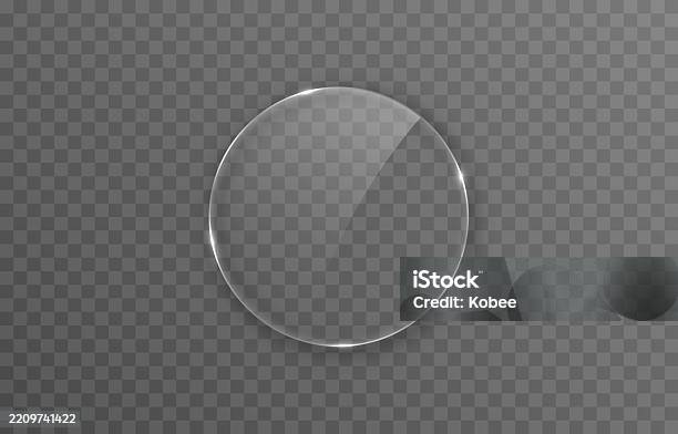Drawing Rounded Glass Screen Vector Round Glass Window Or Glass Surface On Isolated Transparent ...