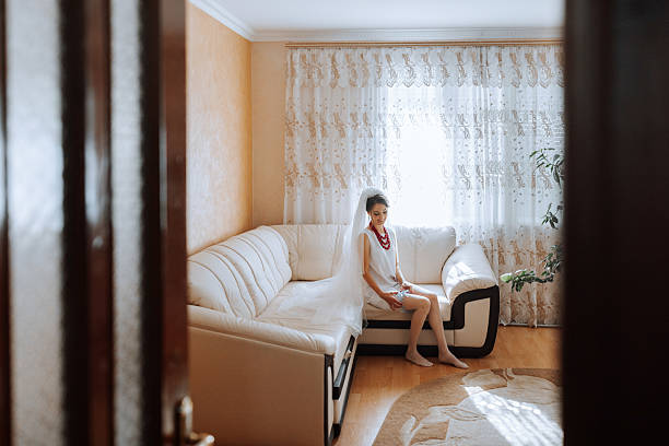 Formal portrait of a ten-year-old girl wearing her special dress.