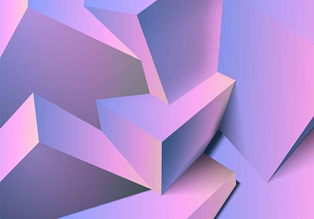 istock Abstract 3D background with mix of cubes. Geometric shapes intersecting in violet and pink y2k styled background 2209774008