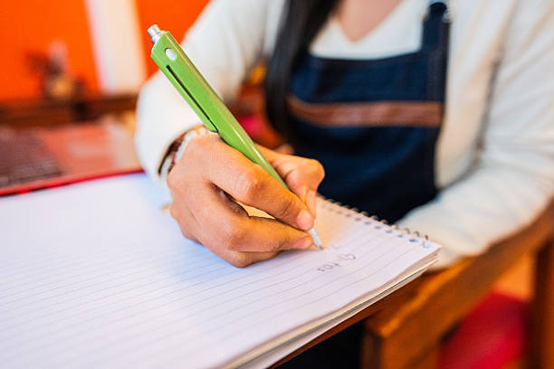 istock Close-up of a waitress taking notes in a store 2209777728