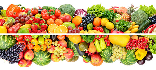 istock Beautiful fresh fruits, berries, vegetables isolated on white 2209778018