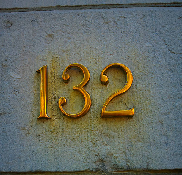 istock The house number with the numbers one hundred thirty two, or 132 2209779080