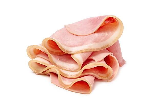 istock Thinly Sliced Deli Ham Resting on a Clean White Background, Ready to Enjoy or Serve 2209779869