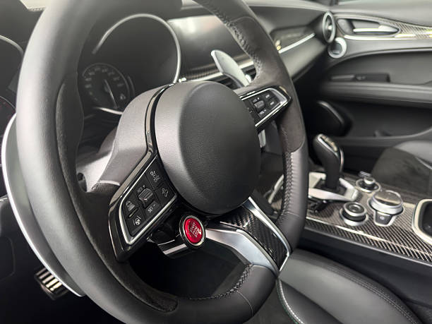 istock close up inside view of luxury car. Inrerier modern auto 2209786573