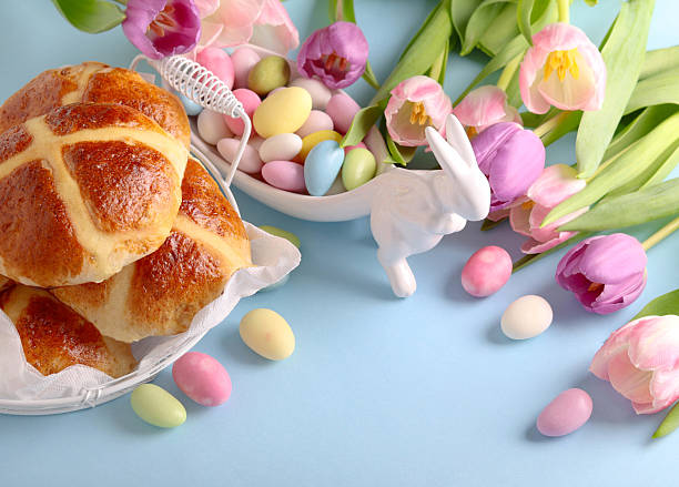 istock Easter sweet treats blue background 2209788029