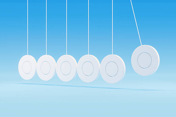 3d rendering of Newton's Cradle, Balance Rings, pendulum. Leadership teamwork concept. Digitally generated image.