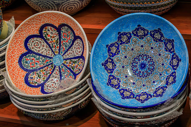 istock Ornate Turkish ceramic Iznik pottery with floral patterns in Istanbul, Turkey 2209797668