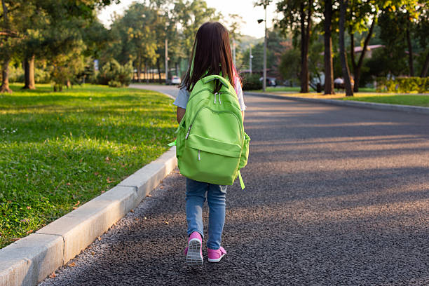 istock Child walking to school with backpack on a sunny day 2209797670