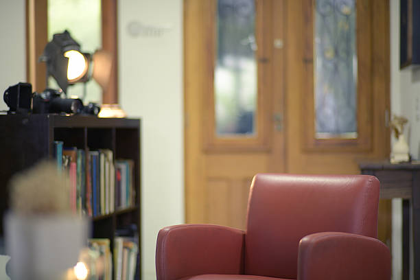 library indoors bookshelf and reading desk