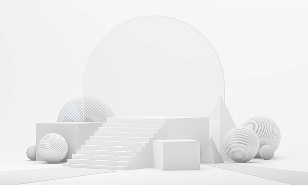 istock Staircase stage with balanced geometry, crafted for premium product launches like perfumes or minimalist fashion items. 3d rendering. 2209820601
