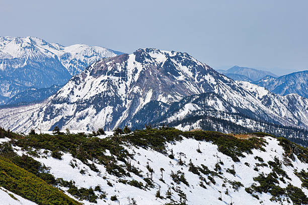 Snow-capped Mount Yake in the Northern Alps in Japan