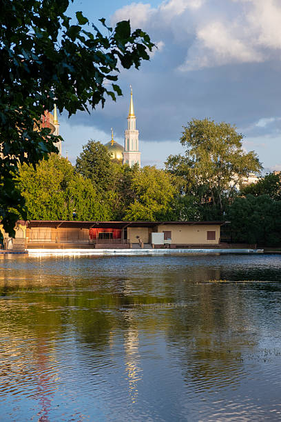 MOSCOW, RUSSIA - JULY 31, 2019: The Ekaterininsky Park, or the Catherine Park, an outstanding achievement of 18th and 19th-century Russian garden art, is located in the vicinity of Dostoyevskaya