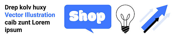 istock Online Shopping Concept with Speech Bubble Shop Icon Light Bulb and Upward Arrow 2209833385
