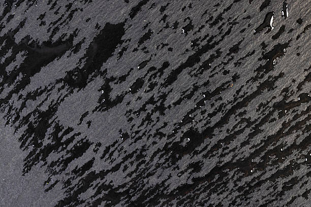 wet slate background, water droplets and natural stone black slate is used for decorative purposes