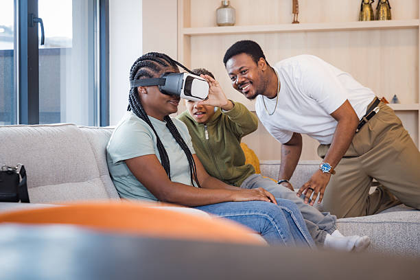 istock Family with VR glasses 2209840358