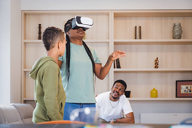 istock Family with VR glasses 2209840627