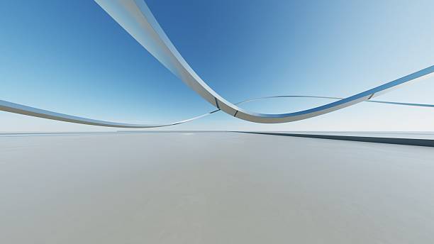 istock 3d illustration of abstract minimal architecture background, geometric architectural with chrome or metallic curve design, Car presentation 2209844553