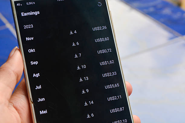 istock Close up of a smartphone screen displaying sales data 2209844601