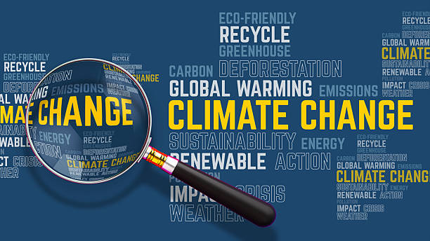 istock Climate Change and Global Warming Word Cloud with Magnifying Glass 2209845635
