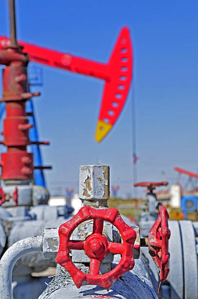 istock The oil drill pipes and valves 2209849231