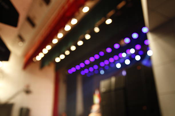 Stage lighting effect in the dark, close-up pictures