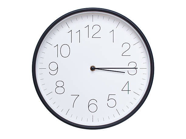 istock Simple wall clock with black frame and white face displaying 03:15 or 15:15. Ideal for time, schedule, and punctuality themes. 2209849968