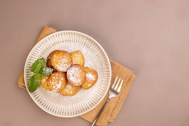 pancakes with quince on a plate with mint