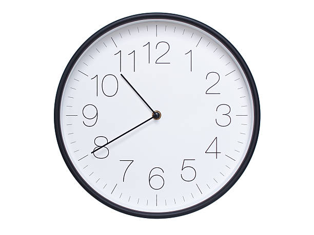 istock Simple wall clock with black frame and white face displaying 10:40 or 22:40. Ideal for time, schedule, and punctuality themes. 2209850657