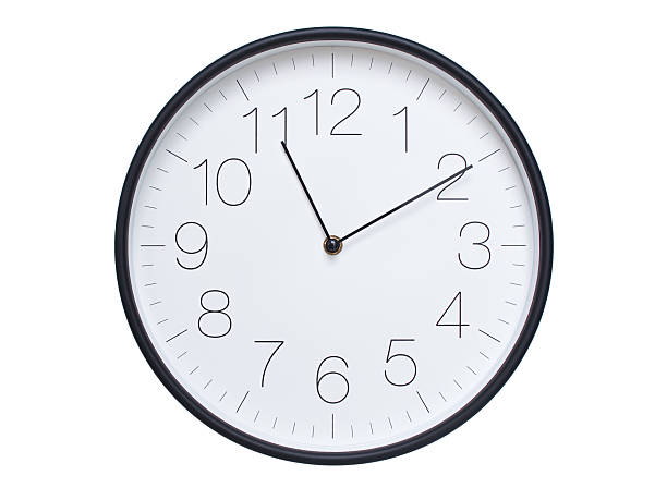 istock Simple wall clock with black frame and white face displaying 11:10 or 23:10. Ideal for time, schedule, and punctuality themes. 2209850671