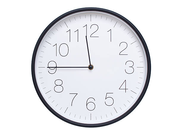 istock Simple wall clock with black frame and white face displaying 11:45 or 23:45. Ideal for time, schedule, and punctuality themes. 2209850706