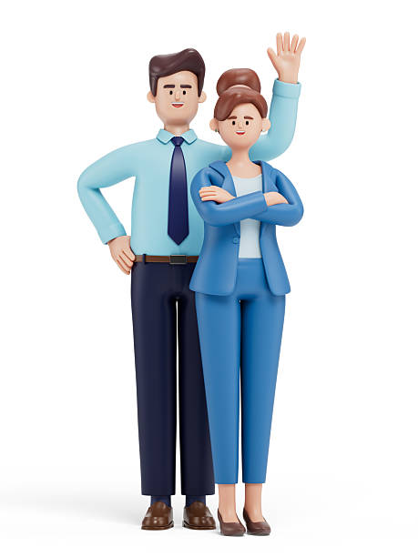 istock 3D man and 3D woman waving 2209857904