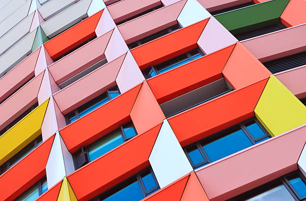 Modern and colourful architecture apartment building.