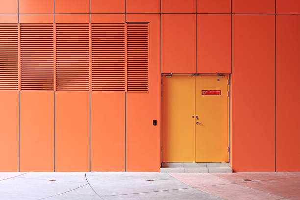 Interior of office building with Orange wall