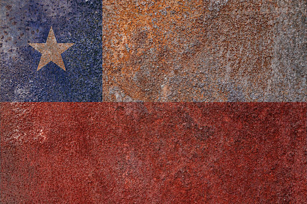 istock Chile state flag on a metal surface. Dirty grunge Chile flag. 2209860938